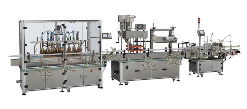 灌裝機(jī)+全自動(dòng)封蓋機(jī)（自動(dòng)理蓋，自動(dòng)扣蓋，自動(dòng)旋壓蓋）+貼標(biāo)機(jī)